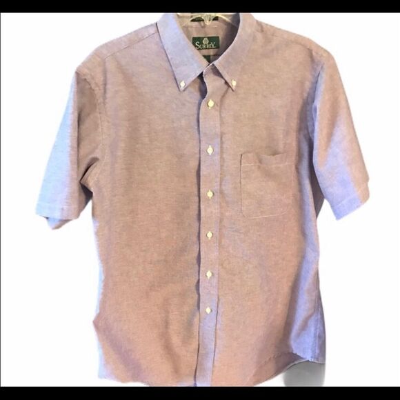 MENS Surrey Size 16 Short Sleeve Purple Shirt - Picture 3 of 4